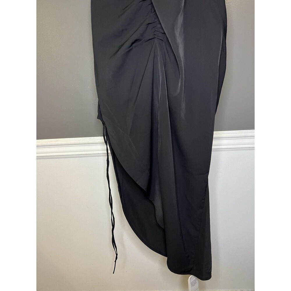 Abercrombie & Fitch Dress Womens Medium Black Satin Ruched Cowl Slip Midi Party - Picture 8 of 13